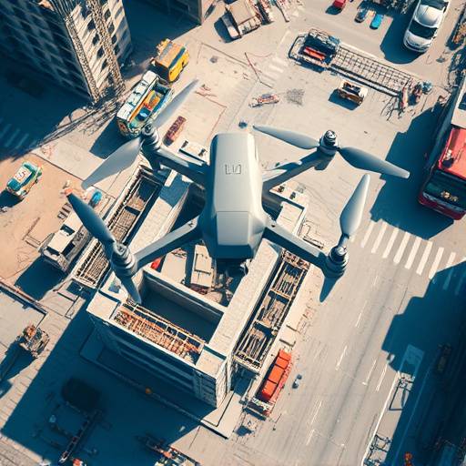 Aerial view of a construction site using drone footage